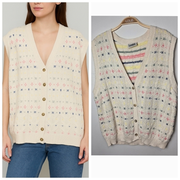 Northern Reflections Jackets & Blazers - Vintage Northern Reflections Cotton Knit Button Front Vest
